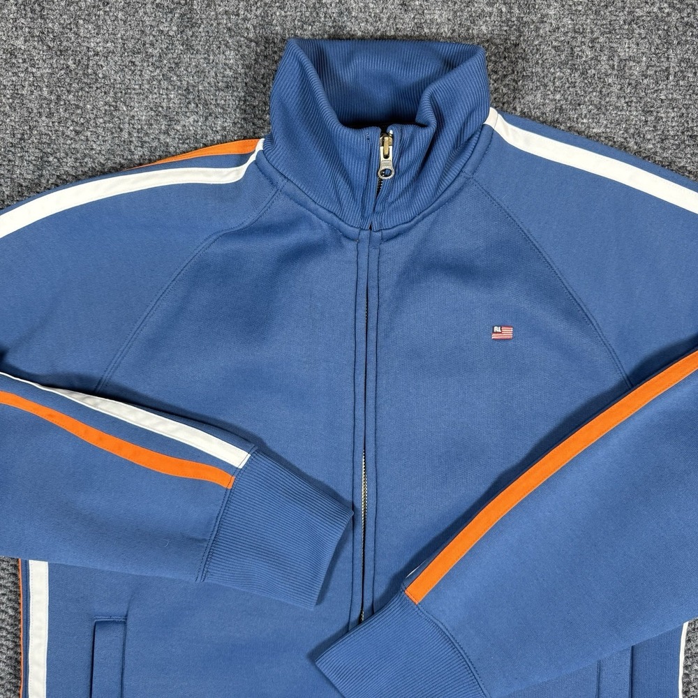 VTG 90's Polo Jeans Co Ralph Lauren Track Jacket Full Zip Royal Blue Mens Size M - Picture 2 of 10